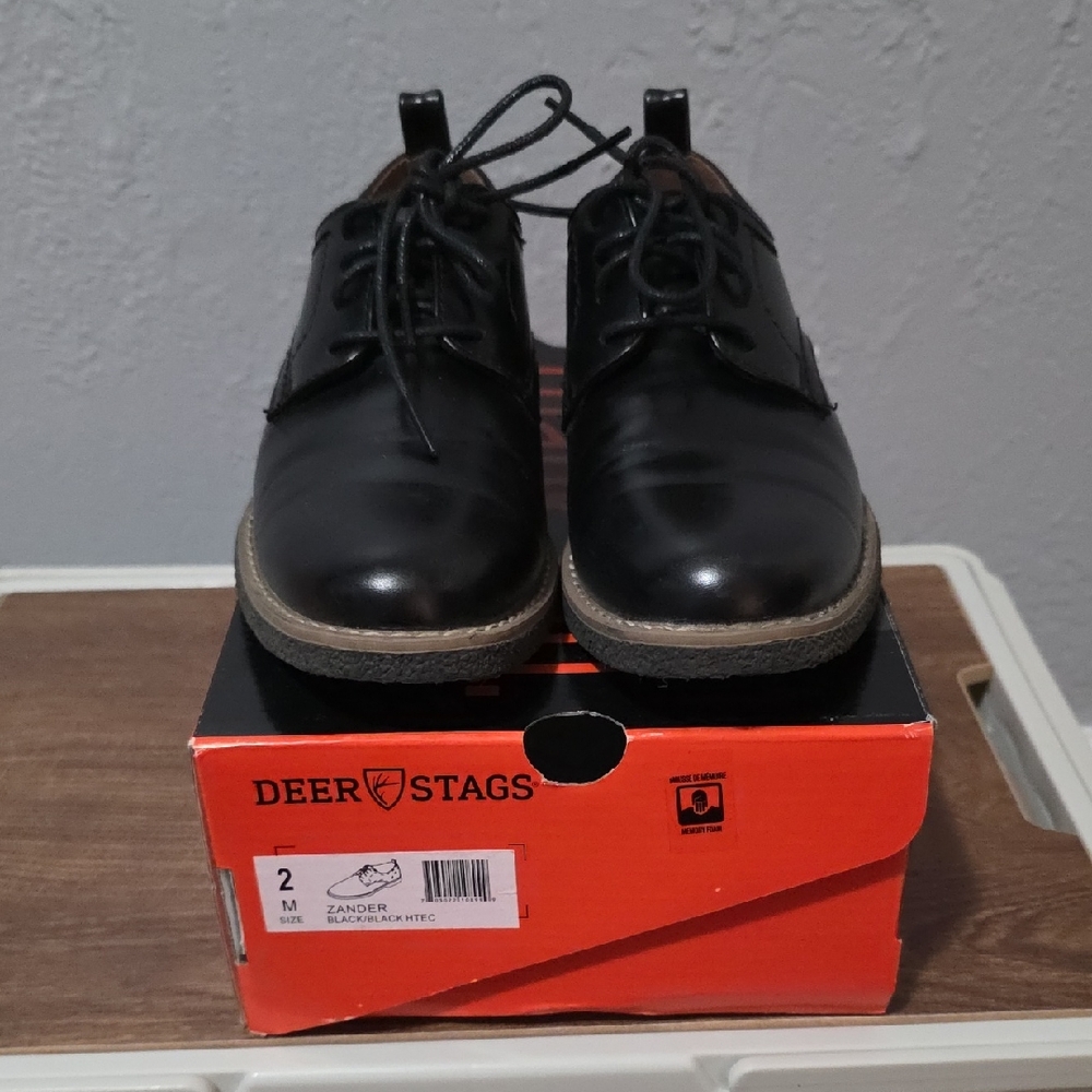 Deer Stags Boy's Black Dress Shoes